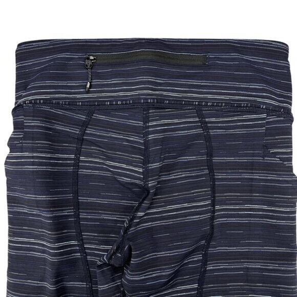 LULULEMON Pace Rival Crop 22" Size 4 Cyber Stripe Naval Blue Black - Picture 9 of 11